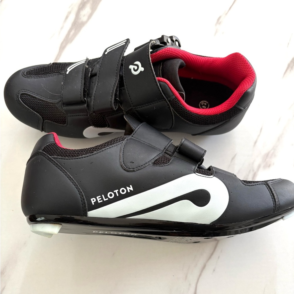 Peloton Black White and Red Men's Cycling Shoes
